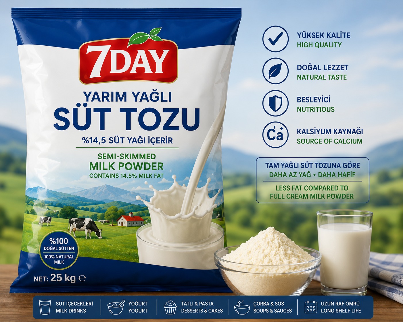 Süt Tozu-Yarım Yağlı (25kg)